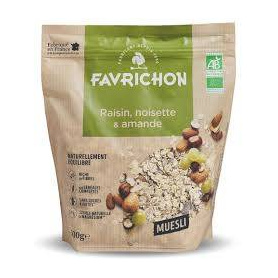 Musli traditional cu alune de padure si migdale, fara zahar, eco-bio, 500 g, Favrichon