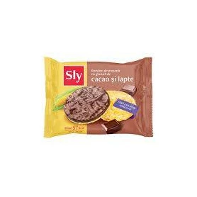 Rondele din porumb cu glazura de cacao si lapte, fara zahar, 26 g, Sly Nutritia