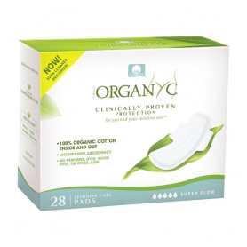 Absorbante intime Superflow din bumbac organic, 28 bucati, Organyc