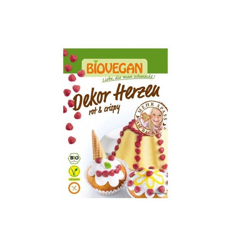 Decoratiuni pentru dulciuri - inimioare rosii - eco-bio 35g - biovegan