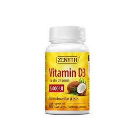 Vitamina D3 cu ulei de cocos, 5000 UI, 60 capsule, Zenyth