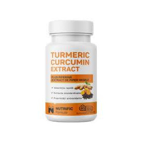 Turmeric Curcumin Extract plus Piperina, 500 mg, 60 capsule vegetale, Nutrific