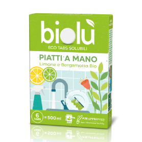 Tablete ecologice pentru spalat vase manual cu lamaie si bergamota, 6 bucati, Biolu