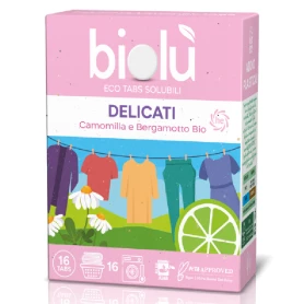 Tablete ecologice pentru masina de spalat rufe delicate cu musetel si bergamota, 16 bucati, Biolu