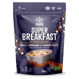 Mic dejun cu ovaz, maca, scortisoara si crema de migdale, eco-bio, fara zahar, 360 g, Iswari
