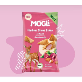 Mini Pernute Crocante Umplute cu Crema de Zmeura, eco-bio, 30 g, Mogli