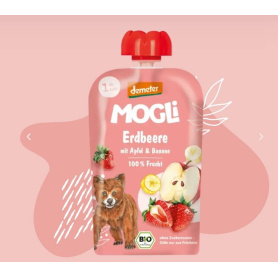 Piure de capsuni, mere si banane, 1 an +, eco-bio, 100 g, Mogli