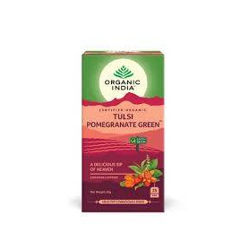 Ceai Tulsi Rodie Ceai Verde, O Gura Divina de Savoare, eco-bio, 25 plicuri, Organic India