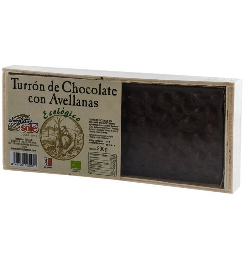 Ciocolata turron cu alune de padure, 30% cacao - eco-bio 200g - sole